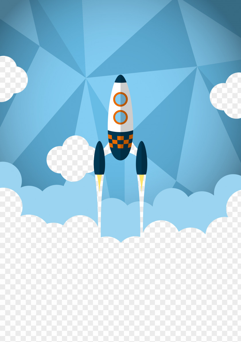 Cartoon Rocket Launch Flyer Space PNG
