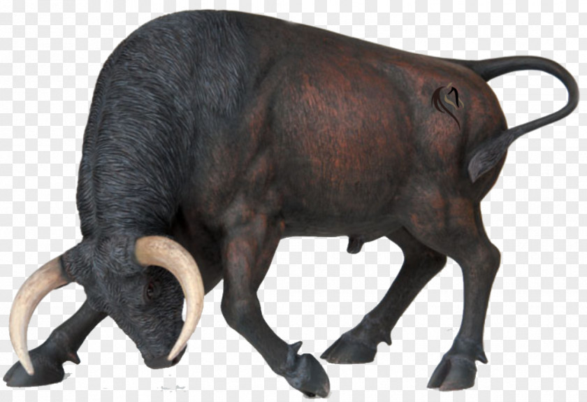 Horsemanship Spanish Fighting Bull Angus Cattle Charging Statue PNG