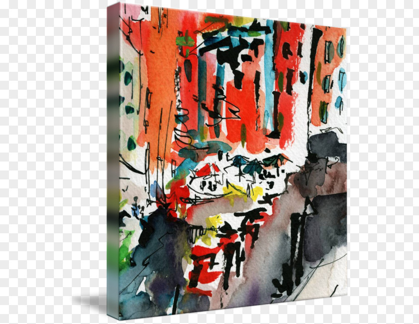 Painting Modern Art Acrylic Paint Gallery Wrap Canvas PNG