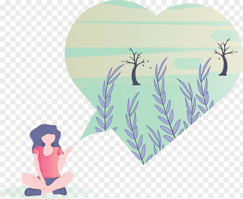 Cartoon Heart Grass Plant Gesture PNG