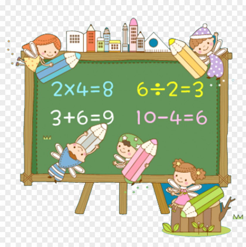 Green Chalkboard Mathematics Cartoon Euclidean Vector Illustration PNG