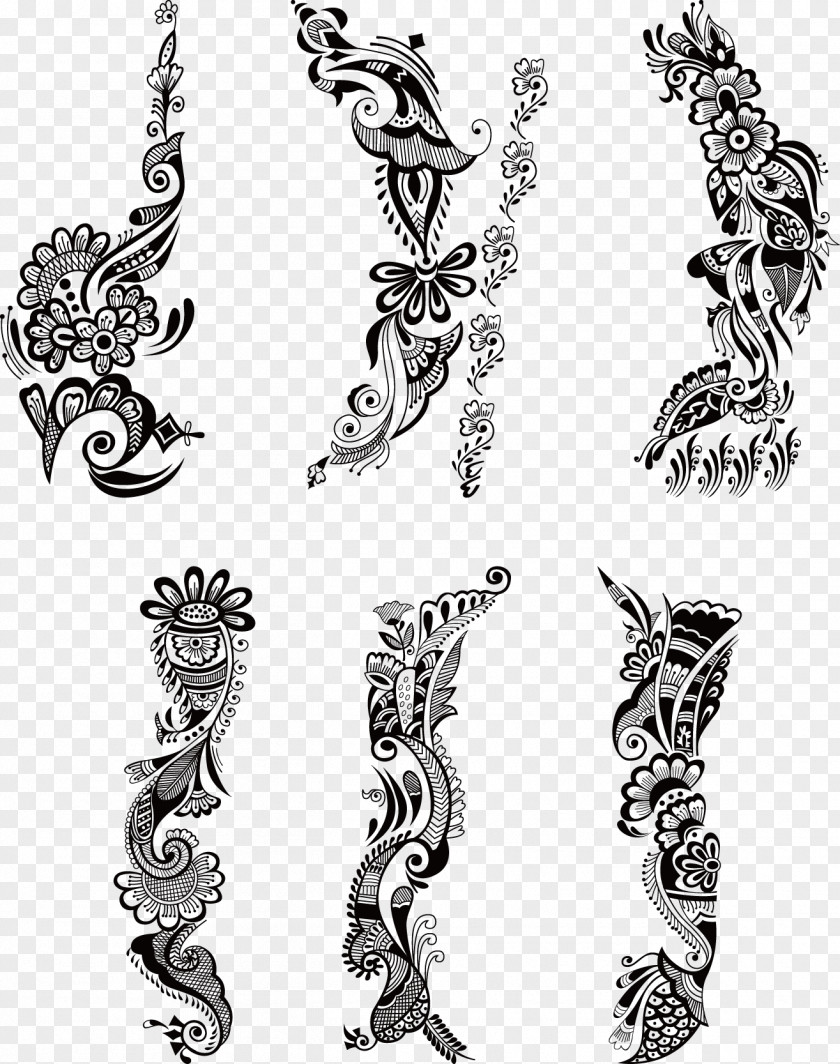 Vintage Chinese Pattern Tattoo Mehndi Henna PNG