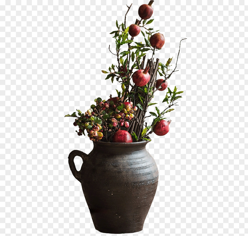 Simulation Pomegranate Fruit Trees Flower Vase PNG