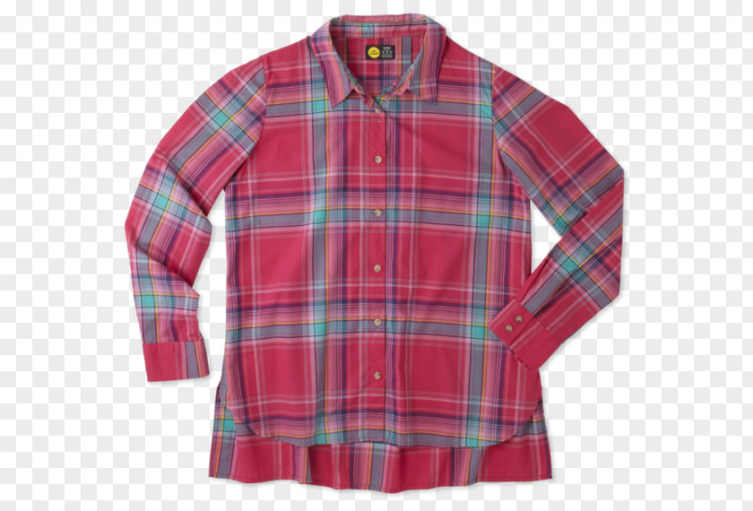 Pink Plaid Tartan Sleeve Button Shirt Outerwear PNG