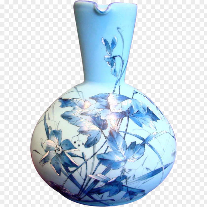Vase Cobalt Blue And White Pottery Porcelain PNG