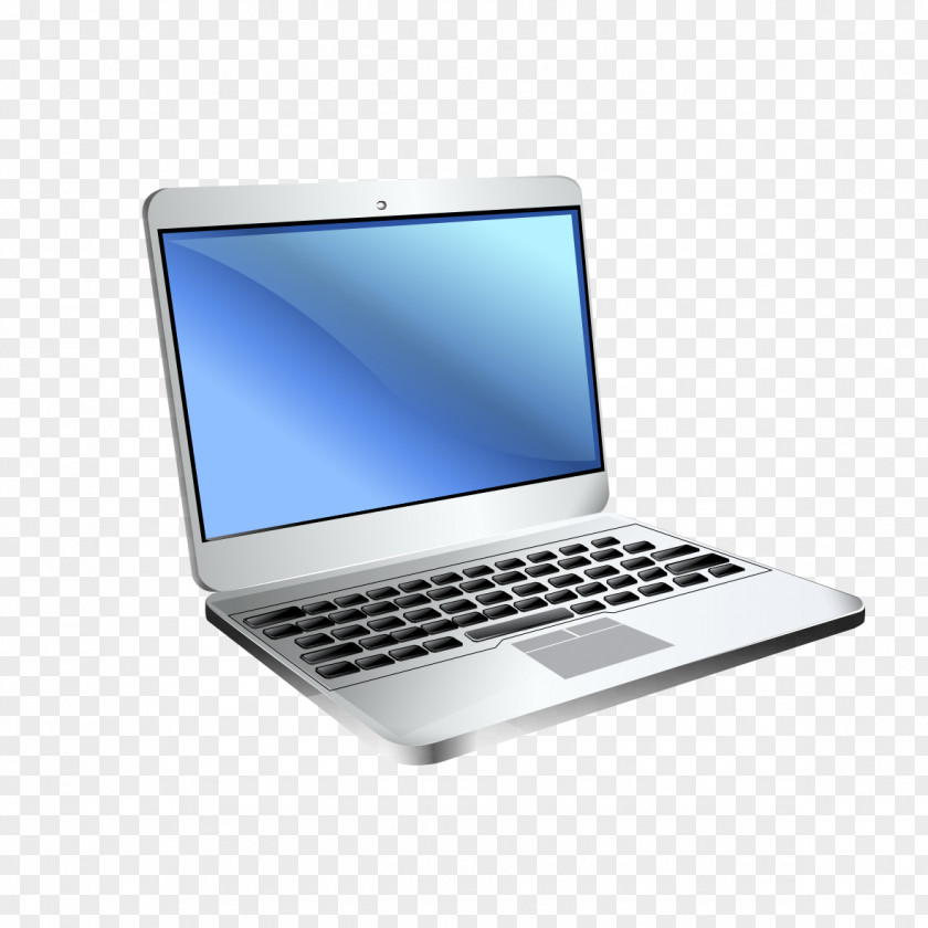 Silver Laptop Netbook Computer PNG
