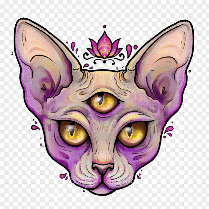Ace Sphynx Cat Drawing T-shirt Third Eye Watercolor Painting PNG