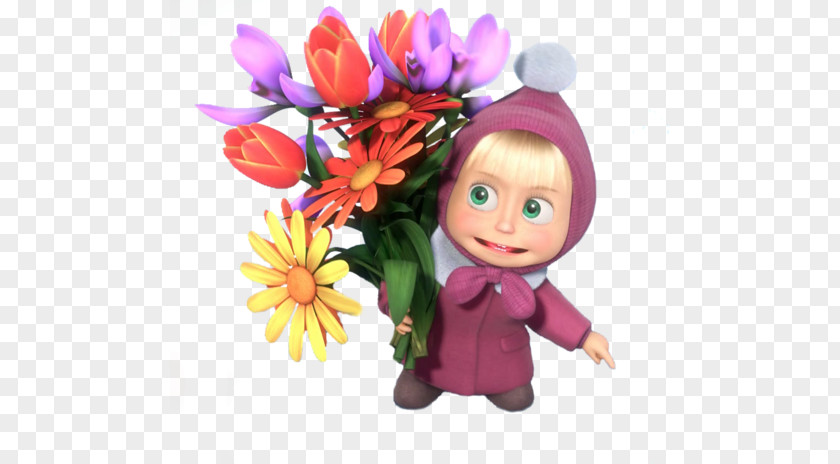 Bear Masha And The Desktop Wallpaper Bunch Of Flowers PNG