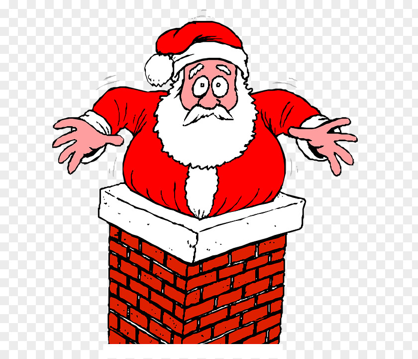 Santa Claus Chimney Going Down Fireplace Clip Art PNG