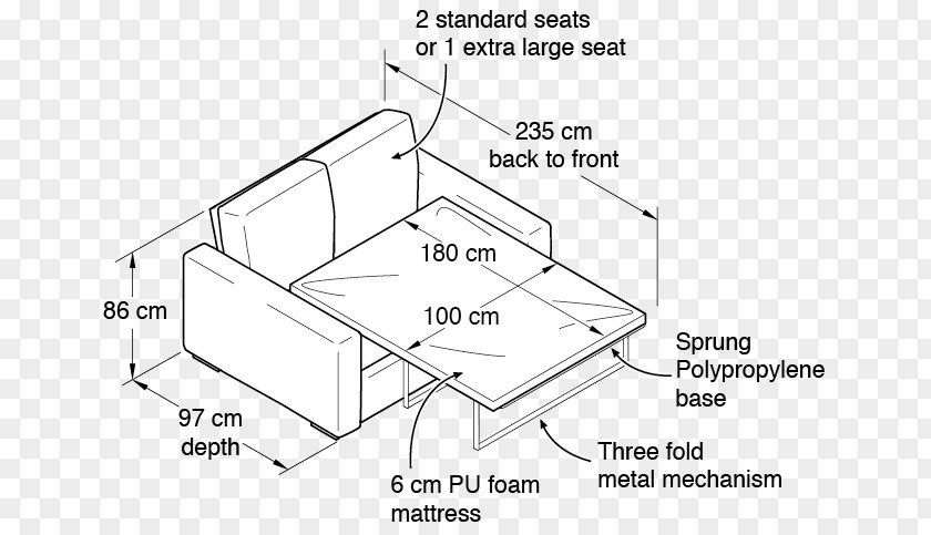 Single Sofa Paper Floor Plan Technical Drawing Angle PNG
