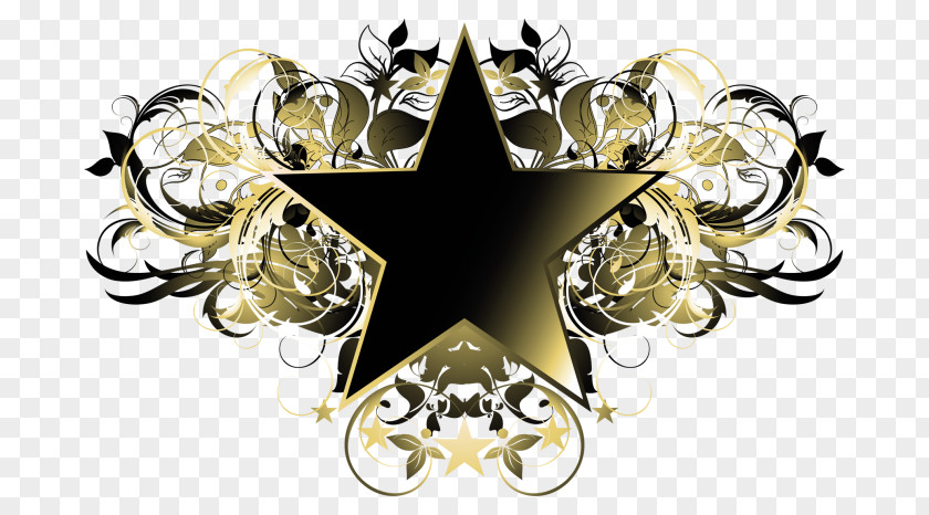 Gold Five-pointed Star Ornament Collage Clip Art PNG