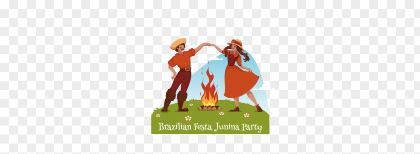 Vector Cartoon Dancing Men And Women Festa Junina Dance Party Illustration PNG