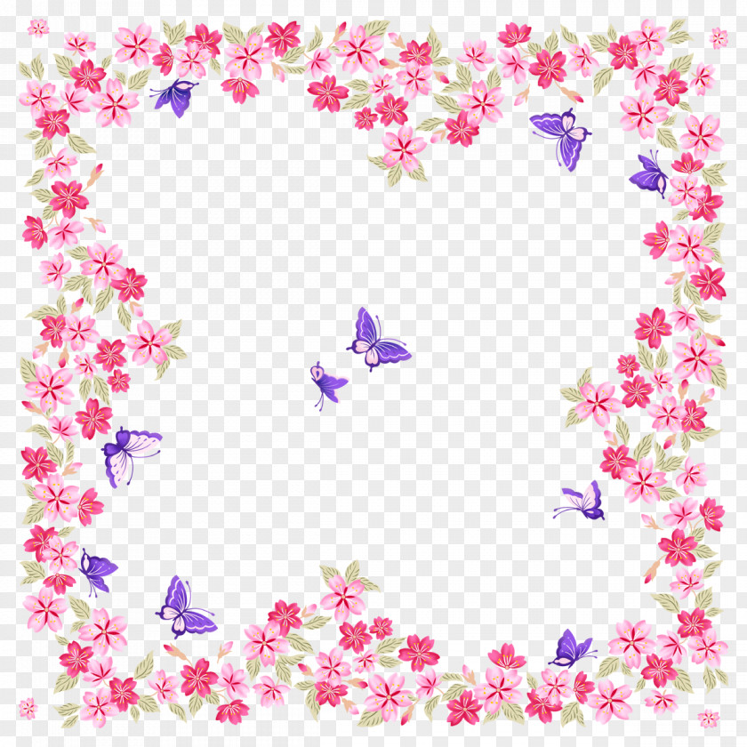 Butterfly Flower Border Picture Frame Butterflies And Moths PNG