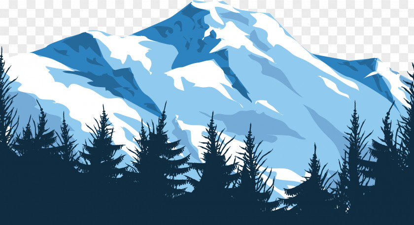 Forest Snow Mountain Mount Everest Euclidean Vector Illustration PNG