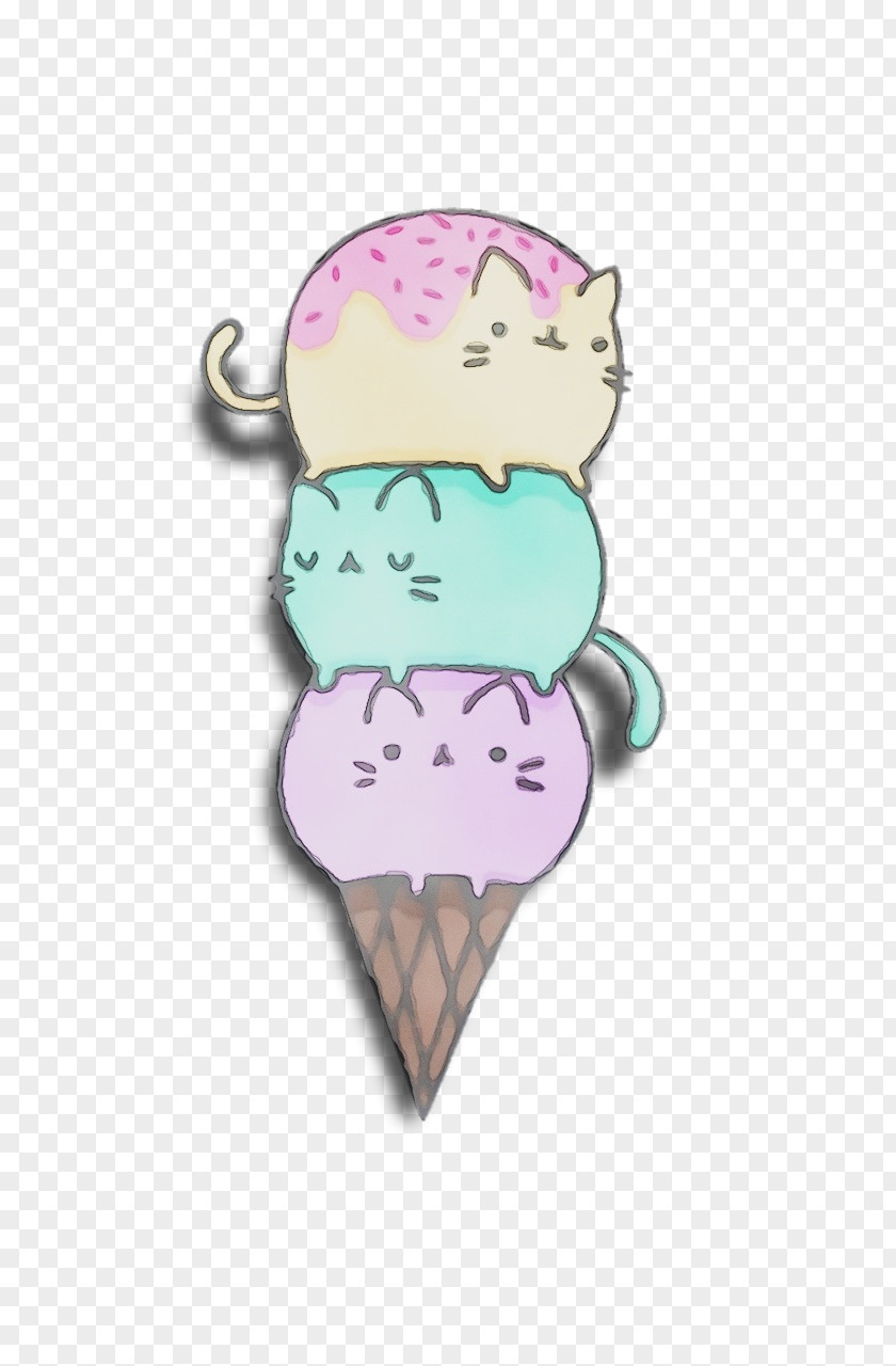 Ice Cream Cone Cartoon Character Pink M PNG