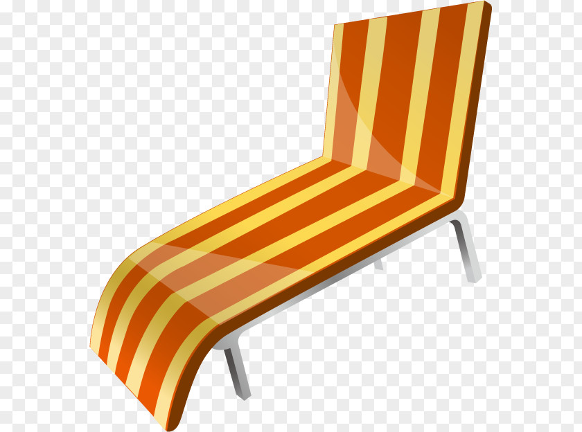 Vector Orange Recliner Beach Chair PNG