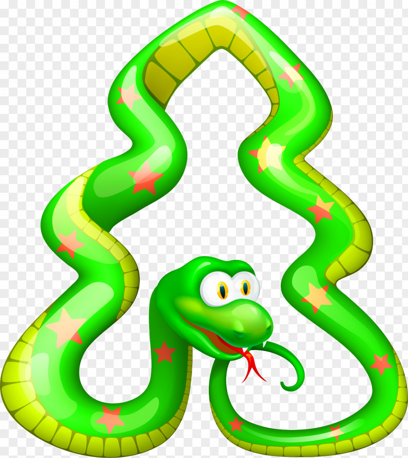 Vector Painted Green Snake New Year Tree Chinese Astrology Gift PNG