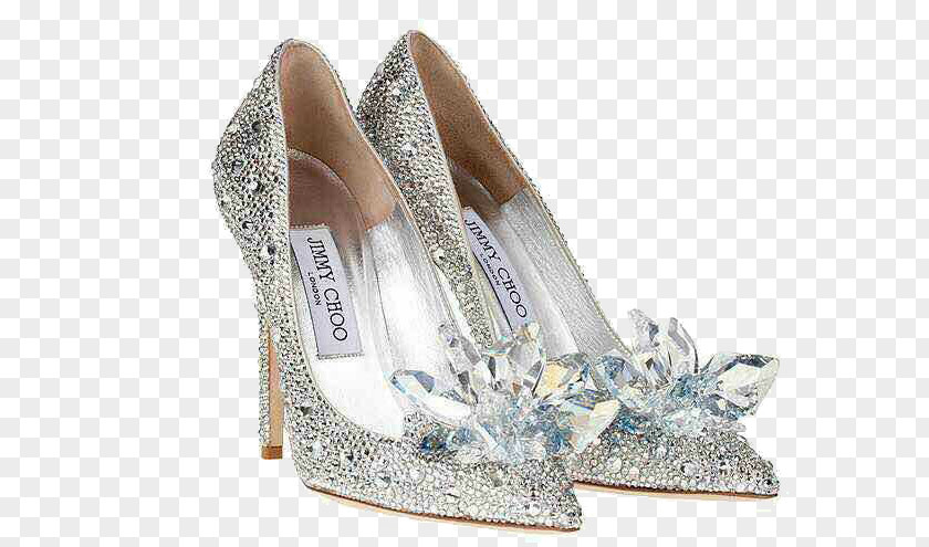 Choo Diamond Silver High Heels Slipper Cinderella Shoe High-heeled Footwear Designer PNG