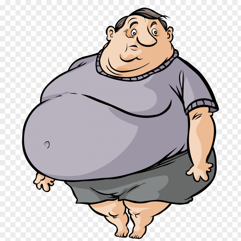 Cute Fat Man Cartoon PNG