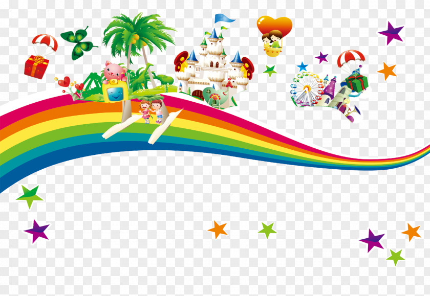 Rainbow Castle Poster Clip Art PNG