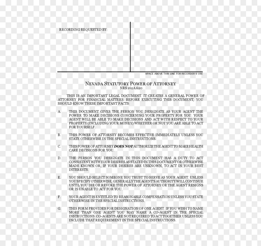Nevada Power Of Attorney Form Template Notary PNG