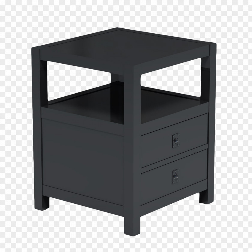 Dark Hollowed Bedside Table Nightstand Drawer PNG