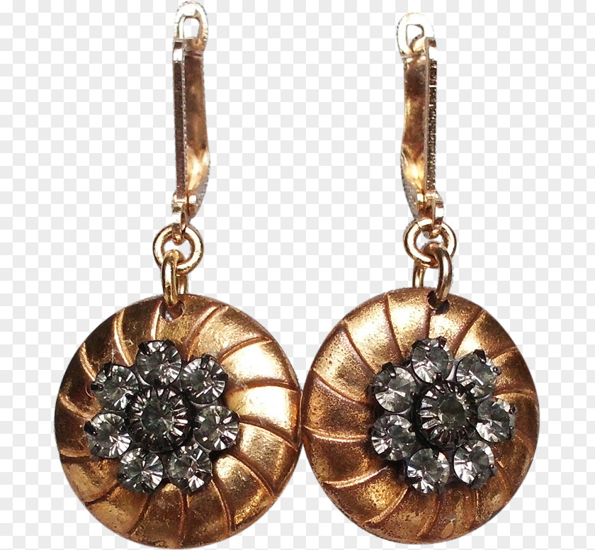 Earring Silver Gold Plating Crystal PNG