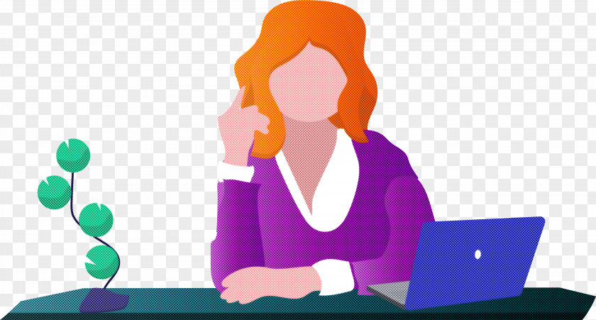 Working Woman At Desk PNG