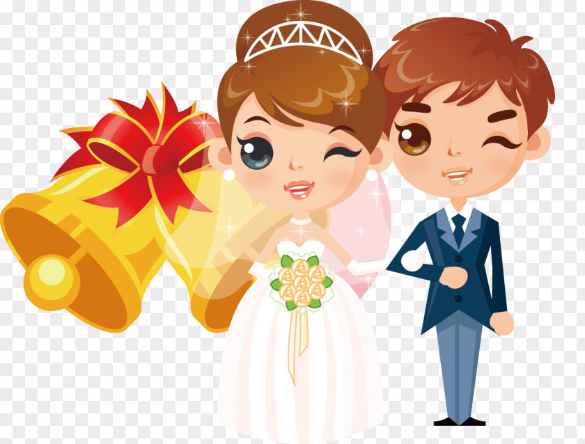 Cartoon Modern Wedding Couple Vector Material Invitation Bride Clip Art PNG
