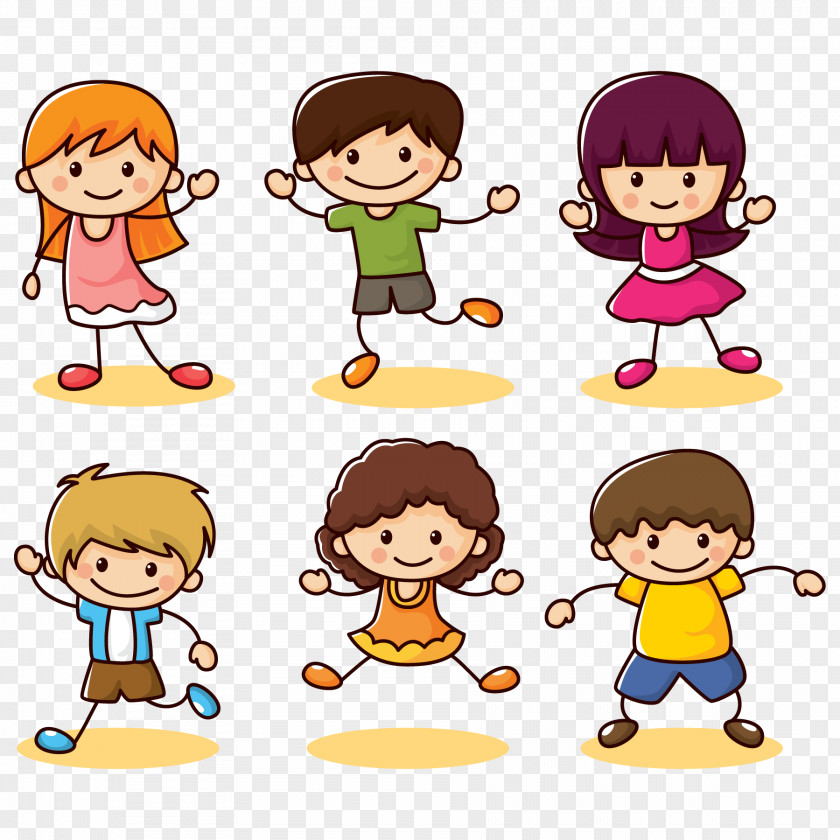 Happy Kids Vector Collection Child Euclidean Cartoon PNG