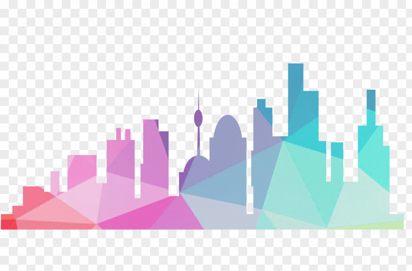 Colorful Building Silhouette Architecture PNG