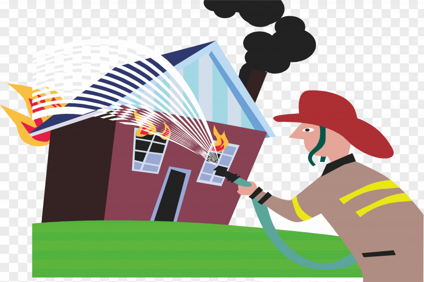 People Painted Fire Firefighting Illustration PNG