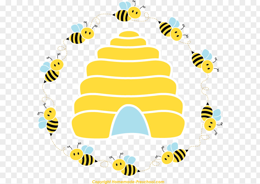 Circular Border Honey Bee Beehive Queen Clip Art PNG