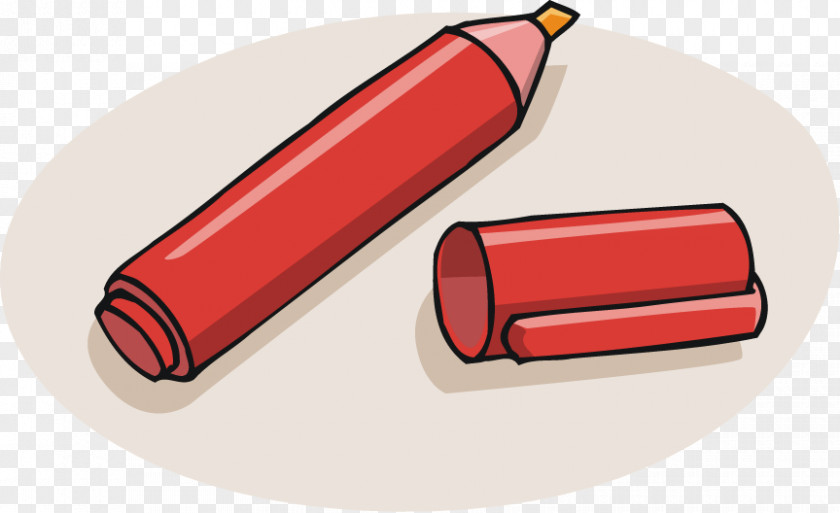 Lipstick Cylinder Marker Pen Red PNG