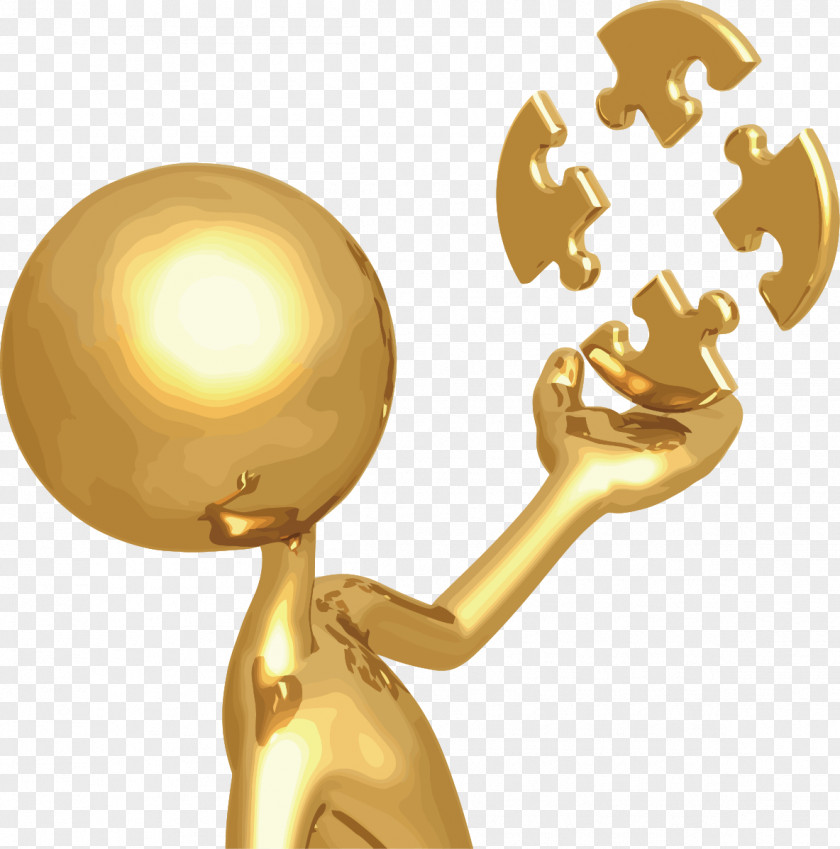 Little Gold Man Holding Puzzle Royalty-free Stock Photography Clip Art PNG