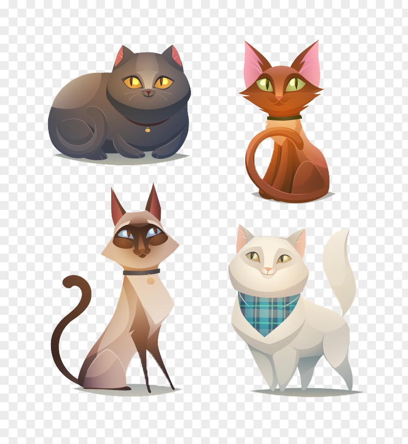 4 Cartoon Cat Design Vector Material Kitten Pet Sitting PNG
