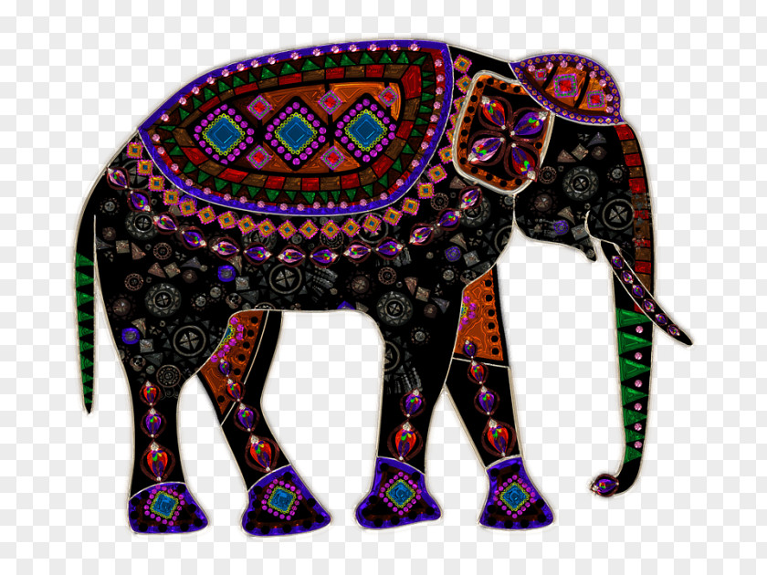 Elephant African Gold Pattern PNG