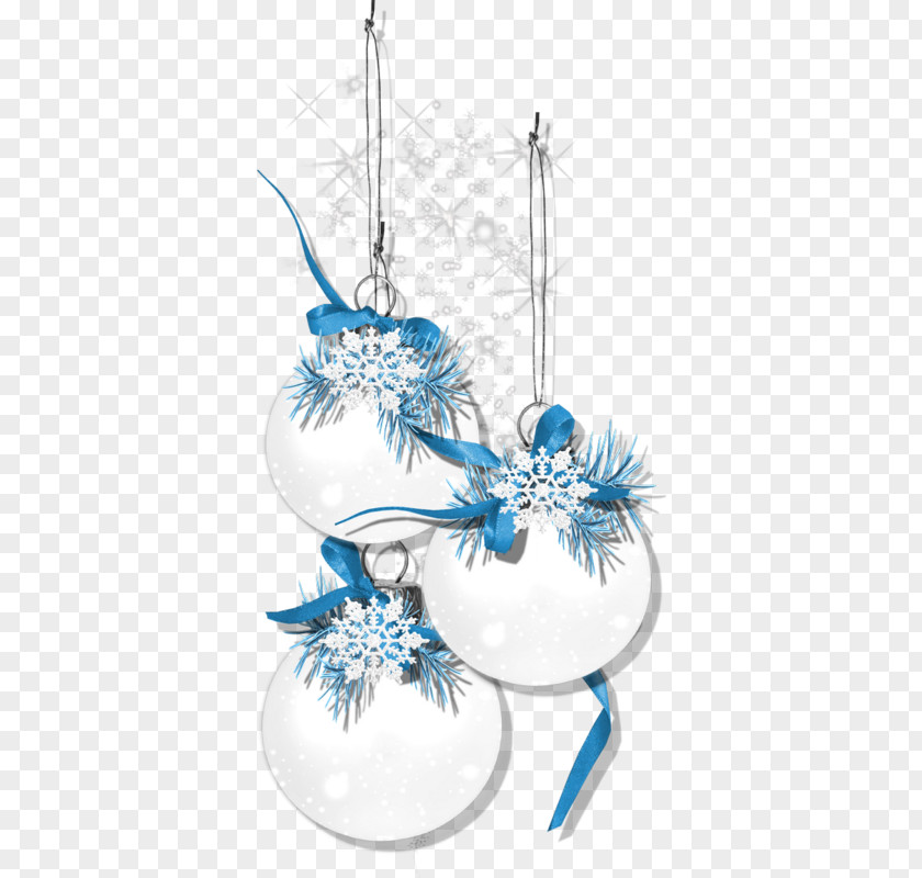 Cartoon White Bell Blue Snowflake Decoration Christmas PNG