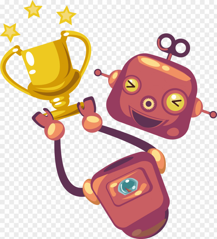 Vector Creative Robot With Trophy Creativity Clip Art PNG