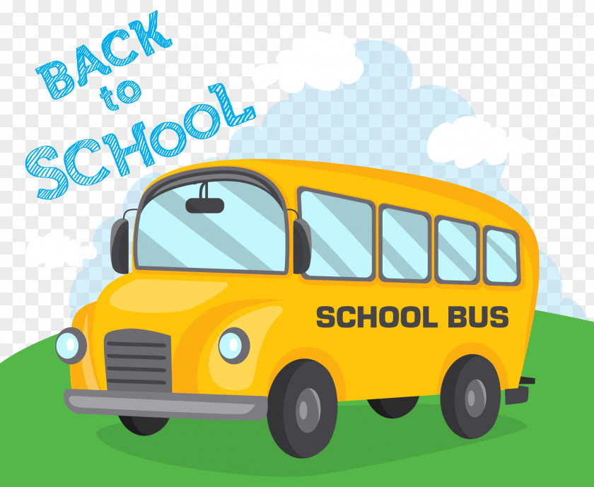 Hand-painted School Bus Yellow Cartoon PNG