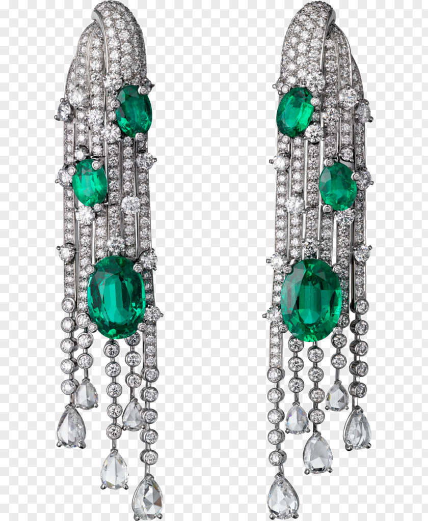 Jewellery Earring Emerald Cartier Diamond PNG