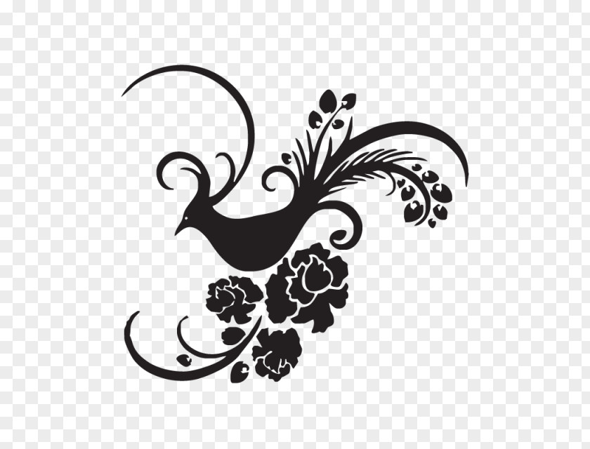 Line Vector Stencil Bird Vintage PNG