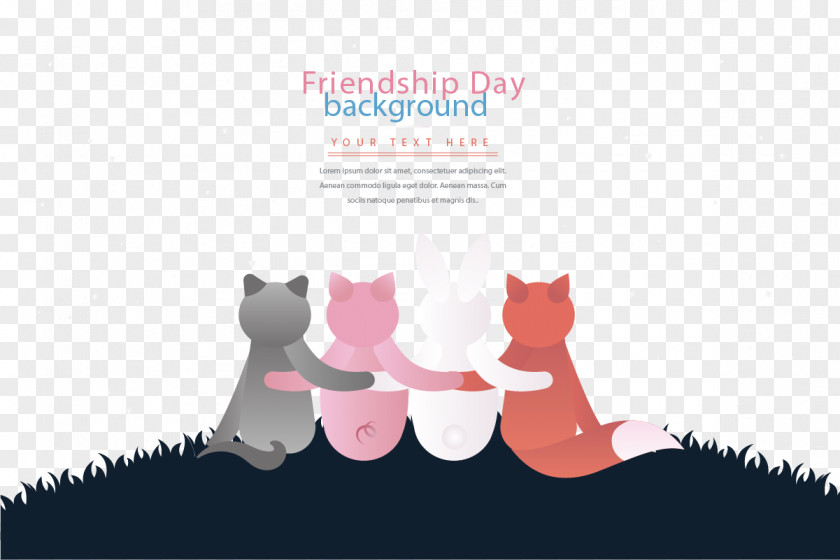 Cat Back Friendship Day PNG