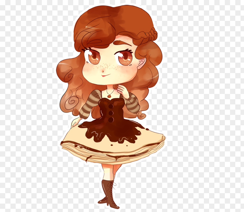 Nutella Crepe Brown Hair Cartoon Character PNG