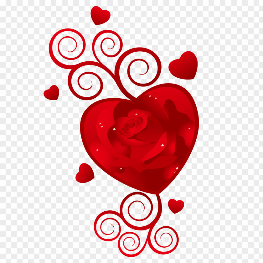 Red Rose Heart Vector Happy Valentines Day February 14 Wish PNG