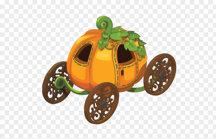 Cartoon Retro Pumpkin Carriage Cinderella Calabaza PNG