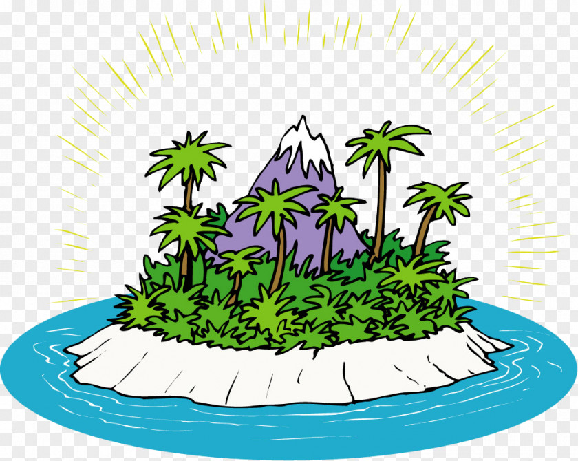 Mysterious Island Cartoon Illustration PNG