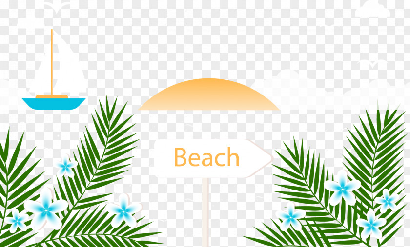 Palm Tree Beach Summer Vacation PNG