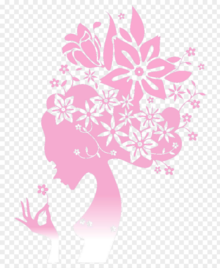 Pink Women Silhouettes Wall Decal Silhouette Sticker PNG