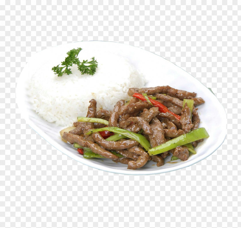 Stir Fried Beef With Green Pepper And Black Bell Rice Steak French Fries PNG